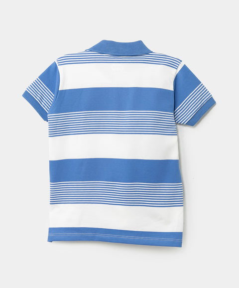 Camiseta Tipo Polo Para Bebé Niño En Algodón Color Azul Y Blanco