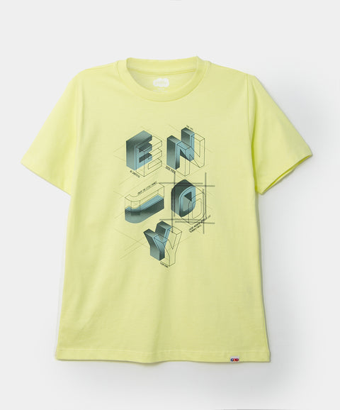 Camiseta manga corta para niño en tela suave color lima