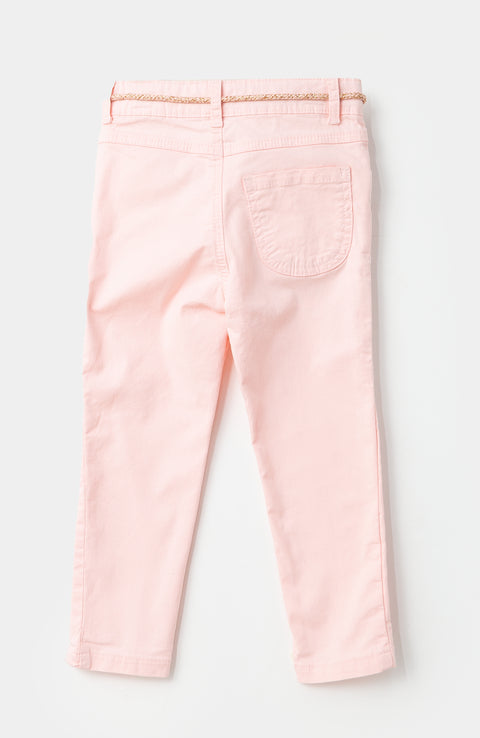 Pantalón para bebé niña en twill color rosado