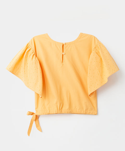 Blusa para niña en popelina color amarillo