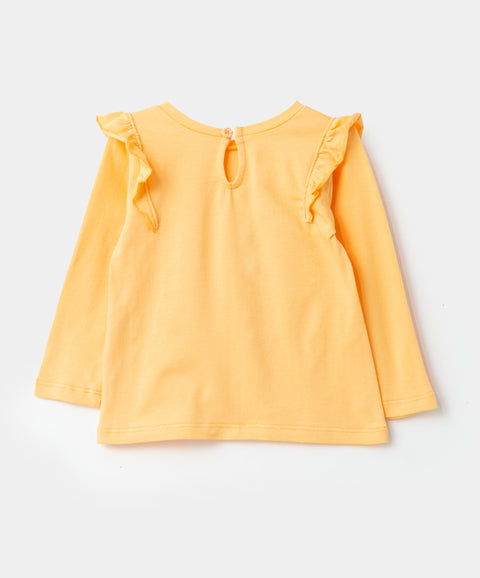 Camiseta Manga Larga Para Recién Nacida En Licra Color Amarillo Claro