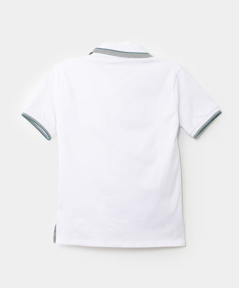 Camiseta Tipo Polo Para Niño En Algodón Color Blanco