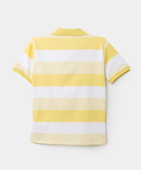 Camiseta Tipo Polo Para Niño En Algodón Color Amarillo Con Rayas