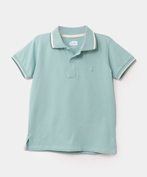 Camiseta Tipo Polo Para Niño En Algodón Color Verde Claro