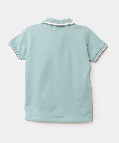 Camiseta Tipo Polo Para Bebé Niño En Algodón Color Verde Claro
