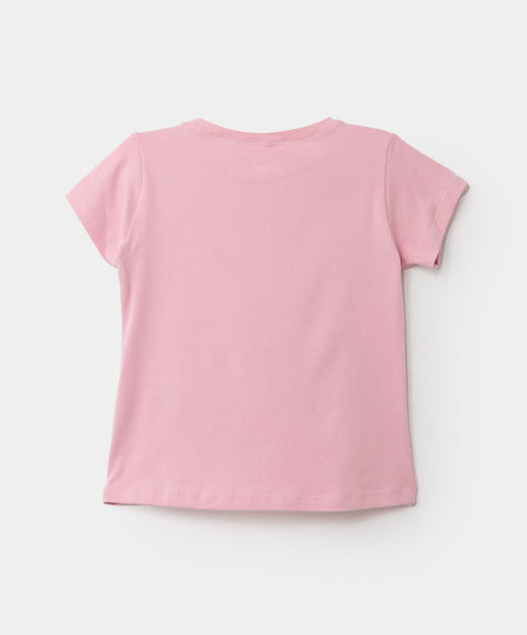 Camiseta Manga Corta Para Bebé Niña En Licra Color Rosado