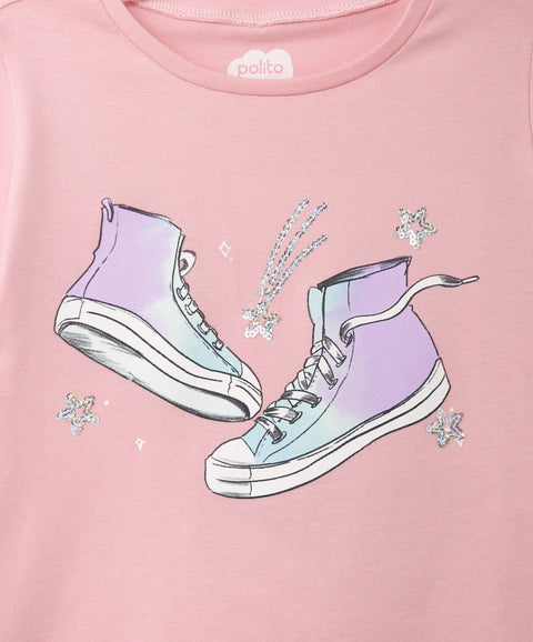 Camiseta Manga Corta Para Bebé Niña En Licra Color Rosado