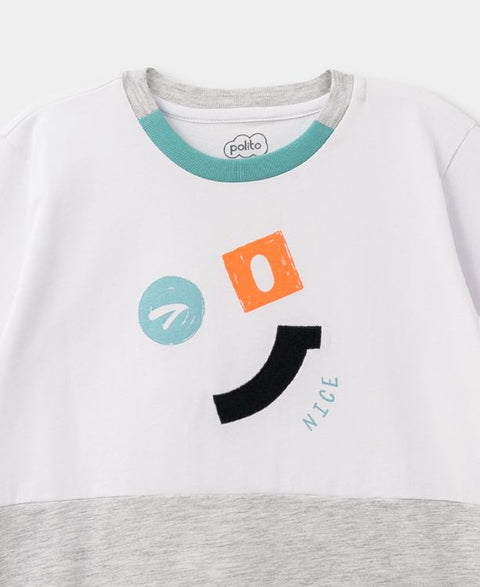 Camiseta Para Bebé Niño En Tela Suave En Color Blanco y Gris