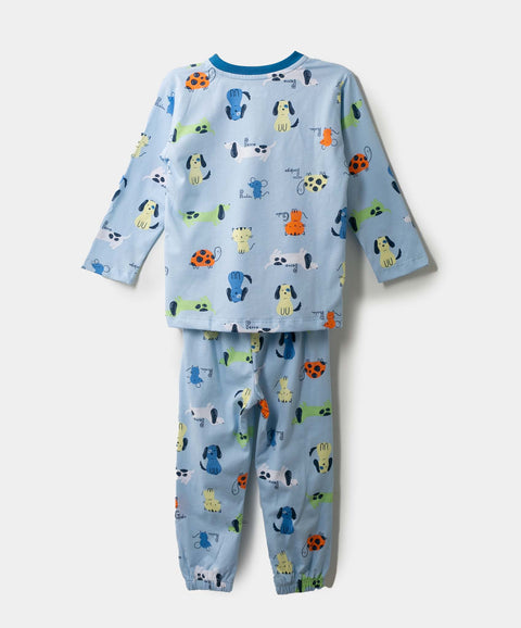 Pijama Manga Larga Y Pantalón Para Bebé Niño En Tela Suave Color Azul