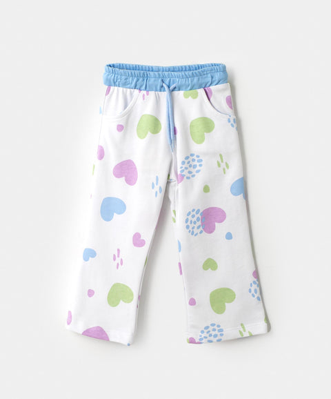 Pantalón Deportivo Para Bebé Niña En Burda Estampada Color Marfil