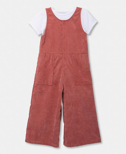 Conjunto Overol Y Camiseta Para Bebé Niña En Lino Color Rosado