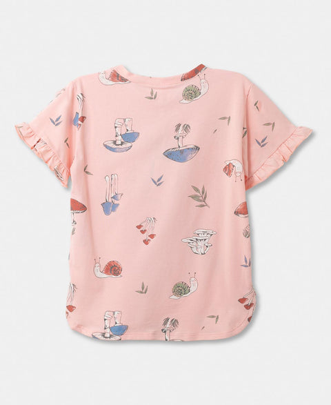 Camiseta Manga Corta Para Bebe Niña En Licra Color Palo Rosa
