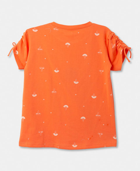 Camiseta Manga Corta Para Bebe Niña En Licra Color Naranja