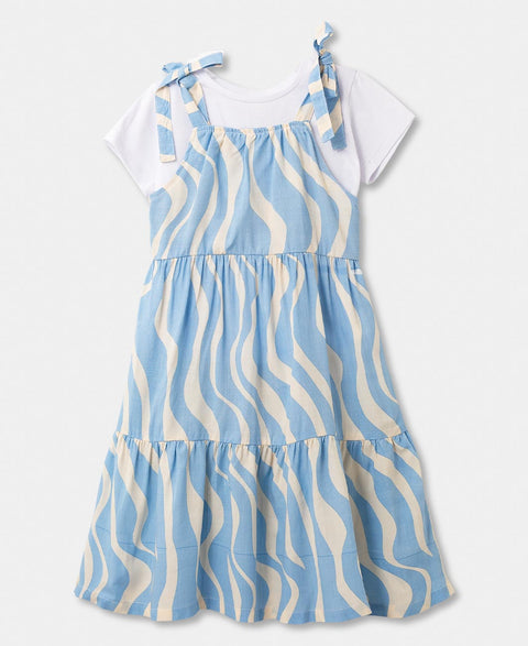 Conjunto Vestido Y Camiseta Para Bebé Niña En Lino Color Azul