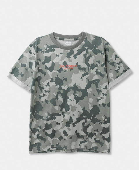 Camiseta Con Estampado Militar Para Niño Manga Corta En Tela Suave