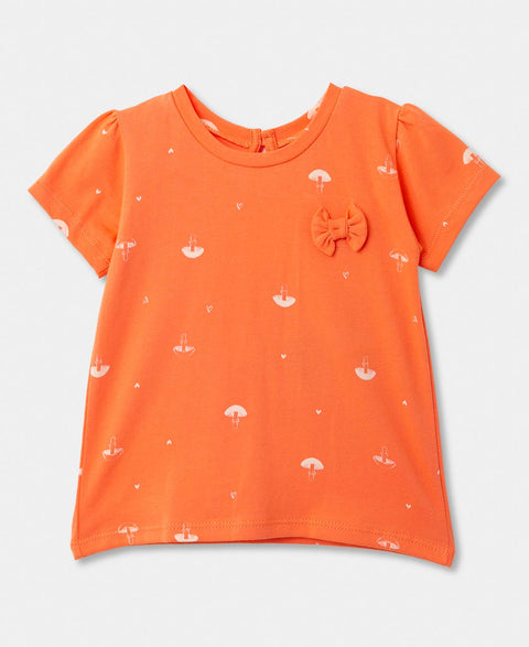 Camiseta Manga Corta Para Recién Nacida En Licra Color Naranja