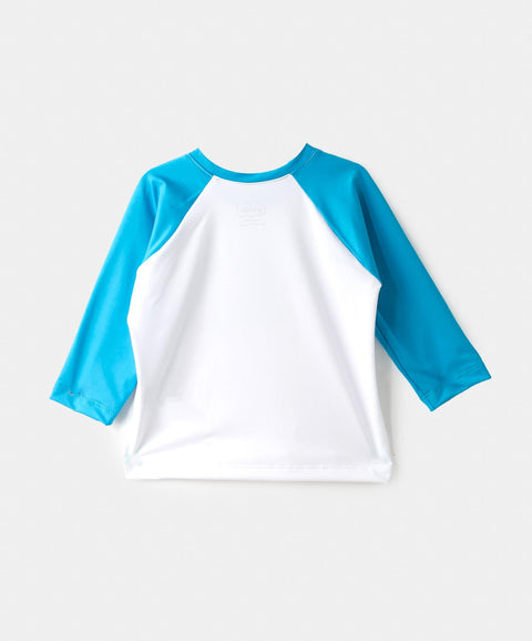 Camiseta Manga Larga De Playa Para Recién Nacido En Licra Color Blanco Y Azul