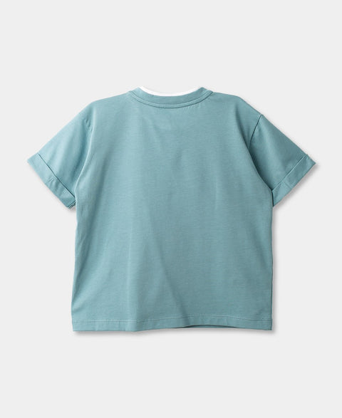 Camiseta Henley Manga Corta Para Bebé Niño En Tela Suave Color Verde