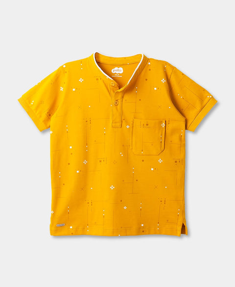 Camiseta Tipo Henley Para Bebé Niño En Algodón Color Ocre