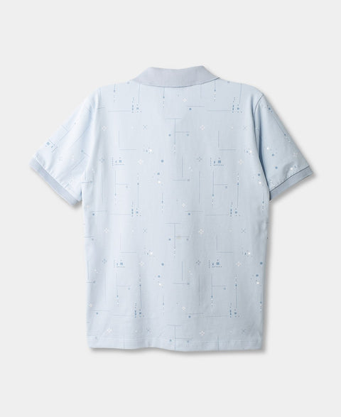 Camiseta Tipo Polo Estampada Para Niño En Algodón Color Azul Claro