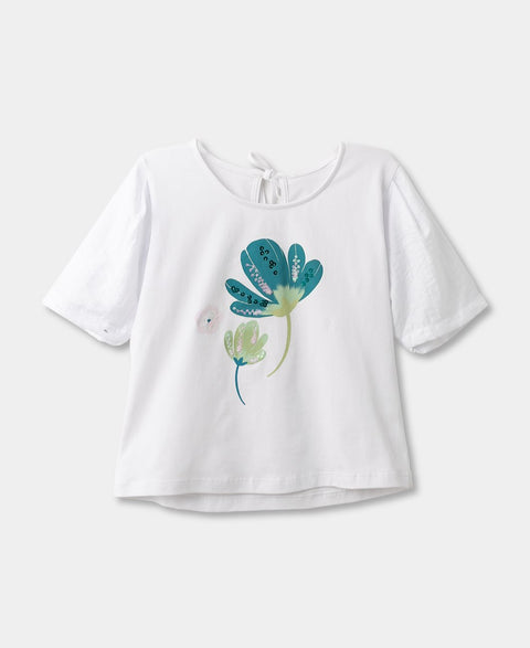 Camiseta Para Niña En Licra Color Blanco Con Abertura En Espalda