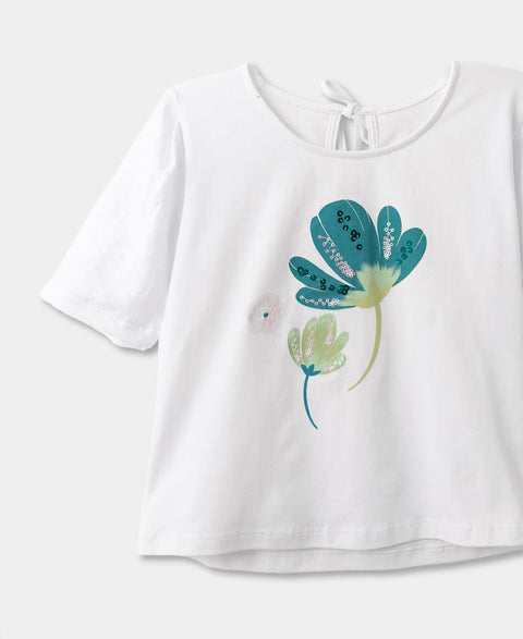 Camiseta Para Niña En Licra Color Blanco Con Abertura En Espalda