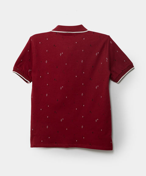 Camiseta Tipo Polo Estampada Para Niño En Algodón Color Rojo