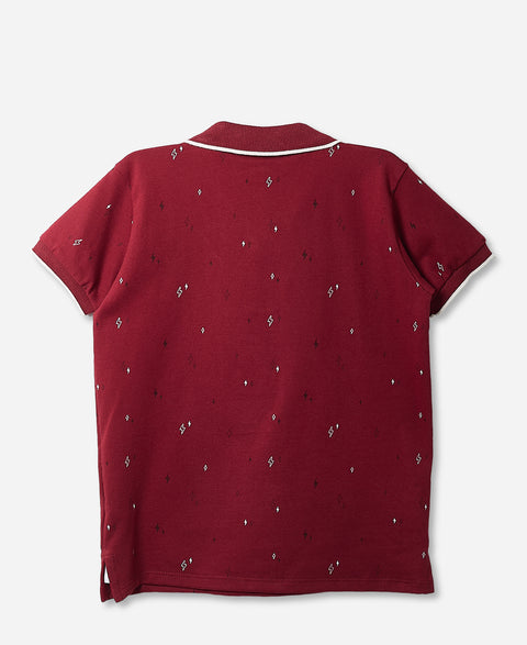 Camiseta Tipo Polo Estampada Para Bebé Niño En Algodón Color Rojo