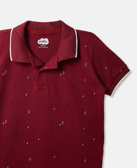 Camiseta Tipo Polo Estampada Para Bebé Niño En Algodón Color Rojo