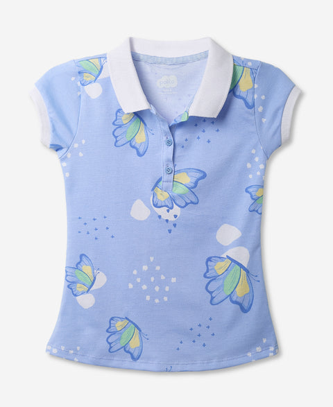 Camiseta Tipo Polo Para Bebé Niña En Algodón Color Hortensia