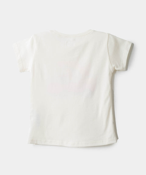 Camiseta Manga Corta Para Bebe Niña En Licra Color Marfil