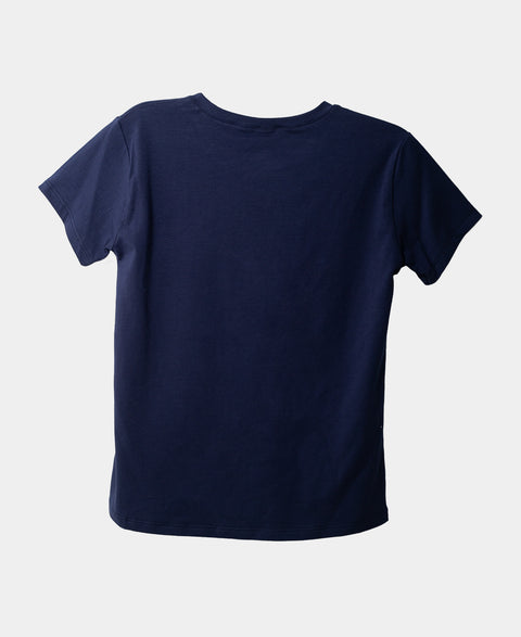 Camiseta Manga Corta Para Niña En Licra Color Azul Oscuro