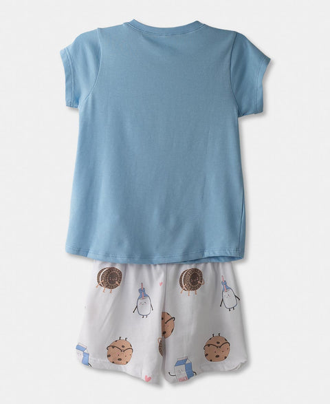 Pijama Manga Corta Para Bebé Niña En Licra Color Azul