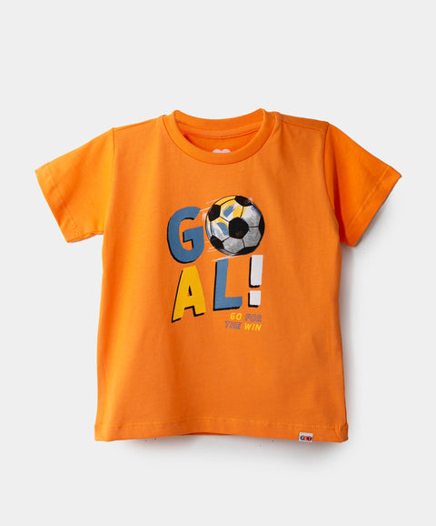 Camiseta Manga Corta Para Bebe Niño En Tela Suave Color Naranja
