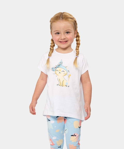 Conjunto Camiseta Y Leggins Para Bebé Niña En Licra Color Blanco