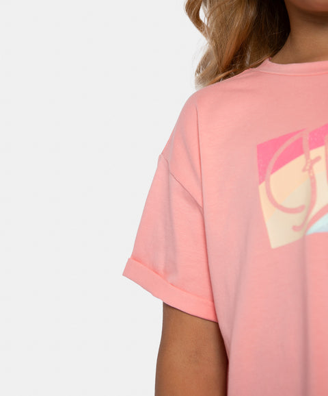 Camiseta Manga Corta Para Niña En Licra Color Salmon
