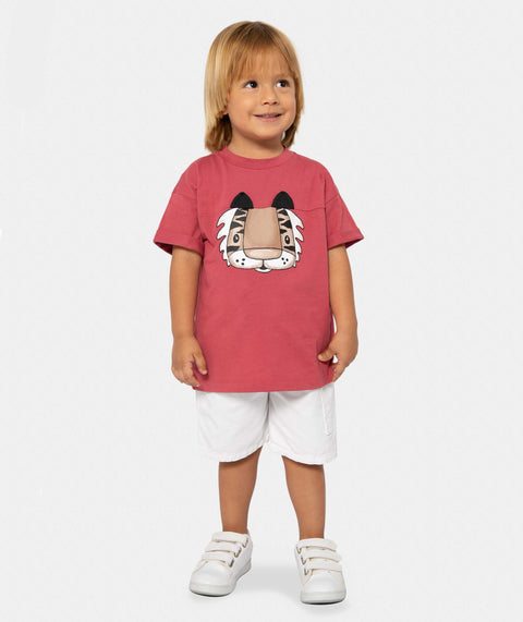 Camiseta Manga Corta Para Bebe Niño En Tela Suave Color Rojo