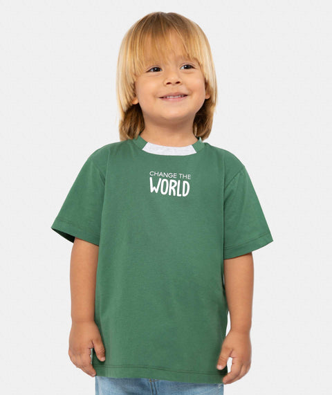 Camiseta Manga Corta Para Bebe Niño En Tela Suave Color Verde
