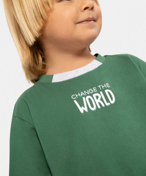 Camiseta Manga Corta Para Bebe Niño En Tela Suave Color Verde