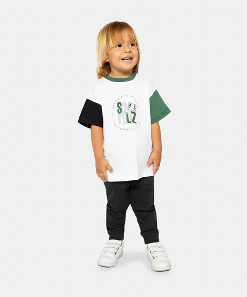 Conjunto De Camiseta Y Jogger Para Bebé Niño En Algodón Color Marfil