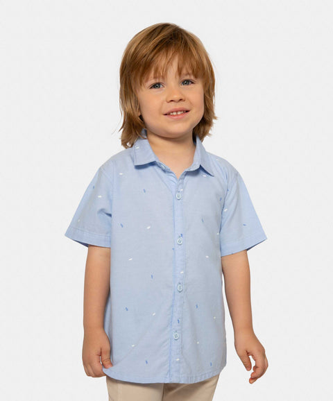 Camisa Manga Corta Para Bebé Niño En Algodón Color Azul