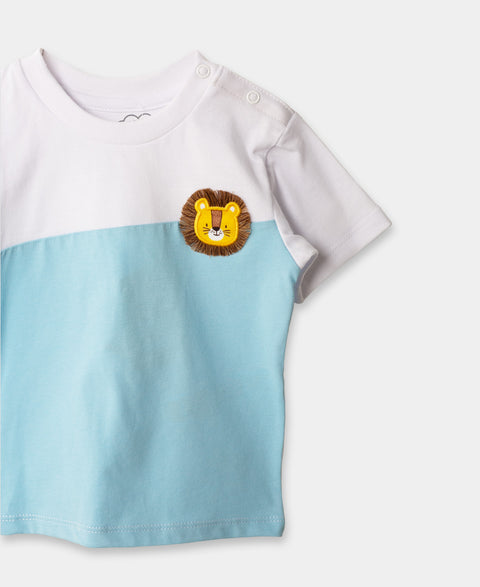 Camiseta Para Recién Nacido En Tela Suave Color Blanco Y Azul