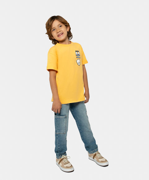 Camiseta Oversize Para Niño En Tela Suave Color Amarillo