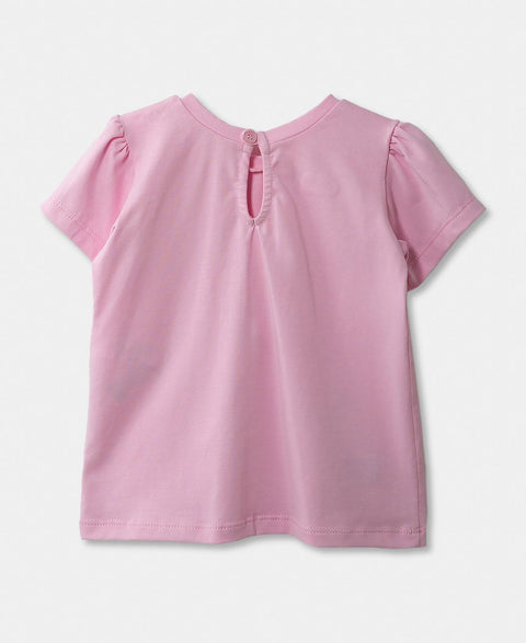 Camiseta Manga Corta Para Recién Nacida En Licra Color Rosado