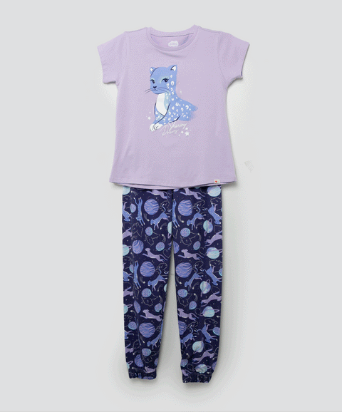 Pijama Que Alumbra Para Niña En Licra Color Lila