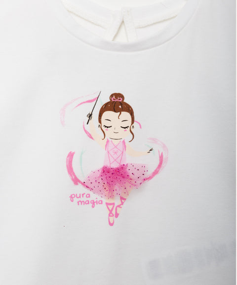 Camiseta Manga Corta Para Recién Nacida En Licra Color Blanco