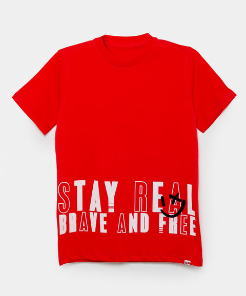 Camiseta Manga Corta Para Niño En Tela Suave Color Rojo