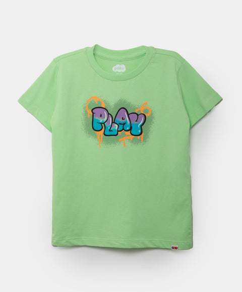 Camiseta Manga Corta Para Bebe Niño En Tela Suave Color Verde Claro