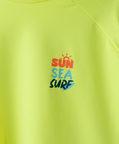 Camiseta Manga Larga De Playa Para Niño En Licra Color Verde Neón