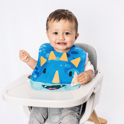Babero Para Bebé Niño Color Azul Con Estampado De Dinosaurio